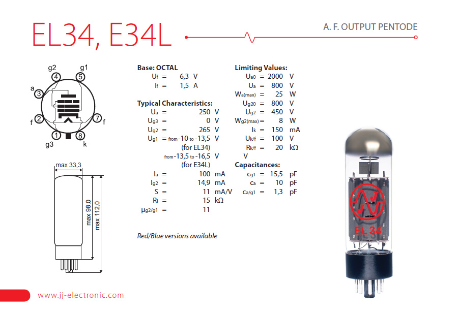 JJ Electronic EL34 power pentode