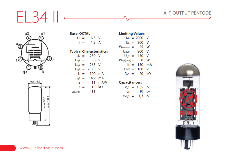 JJ Electronic EL34 II power pentode